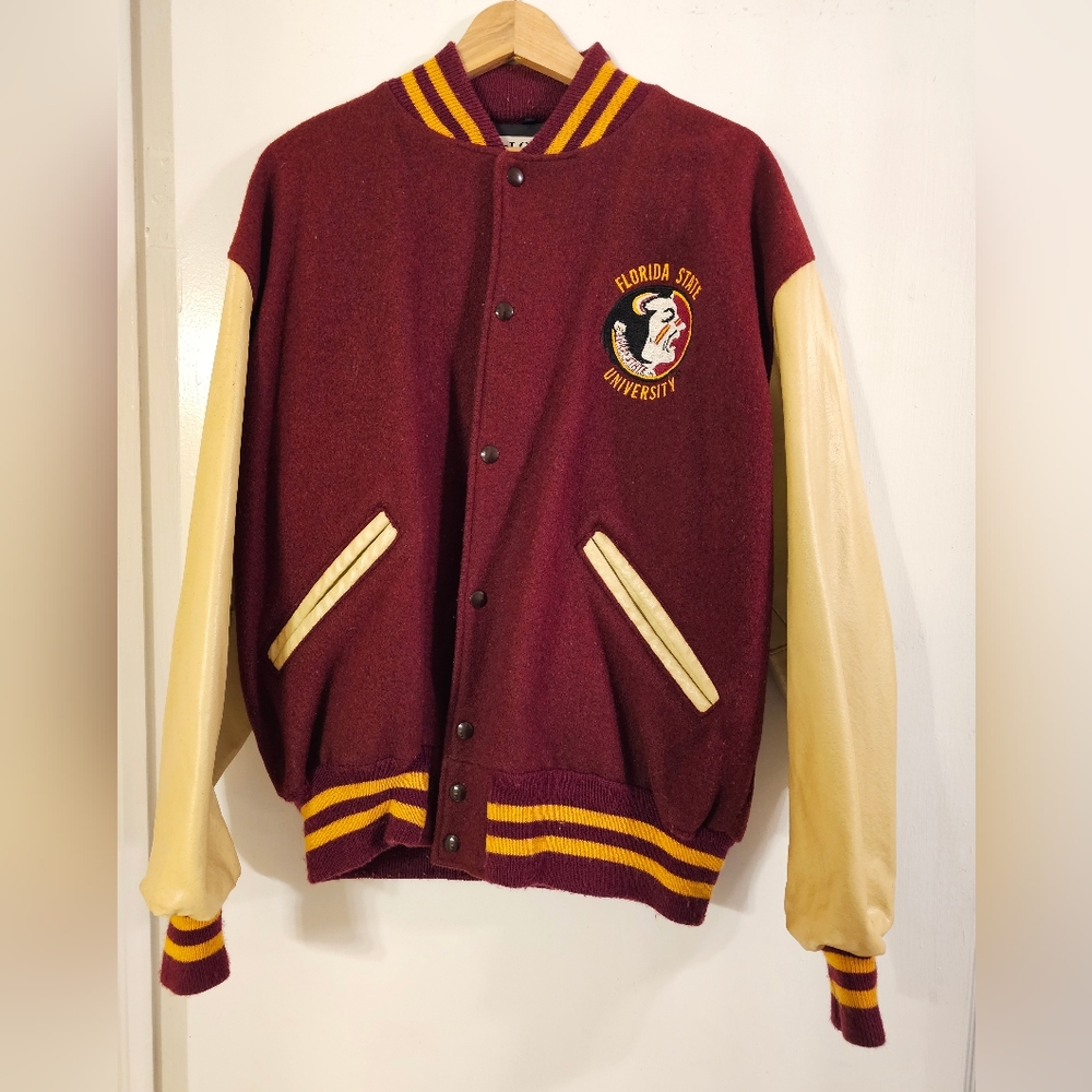 FSU Vintage Varsity wool jacket w/leather sleeves